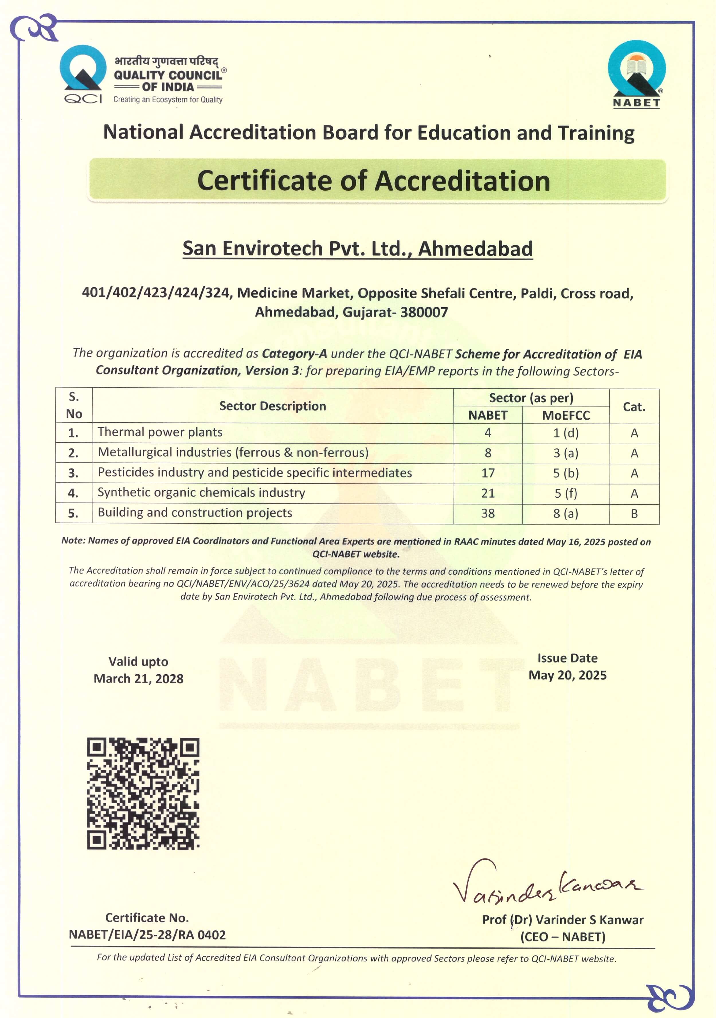 Environmental Impact Assessment (EIA) Category-A QCI-NABET approved organization